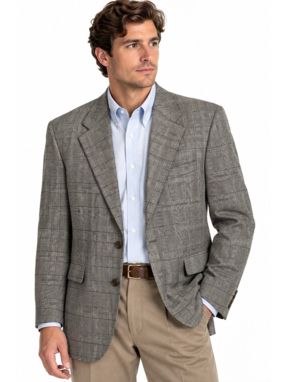 HICKEY FREEMAN jacket blazer plaid gray 40R business casual heritage tailoring